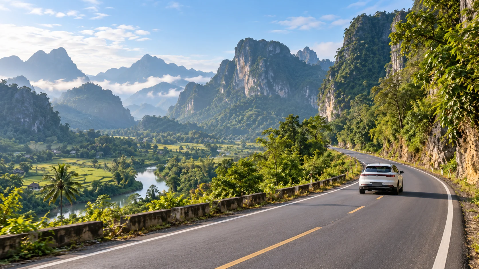 road through northern Lao mountains
